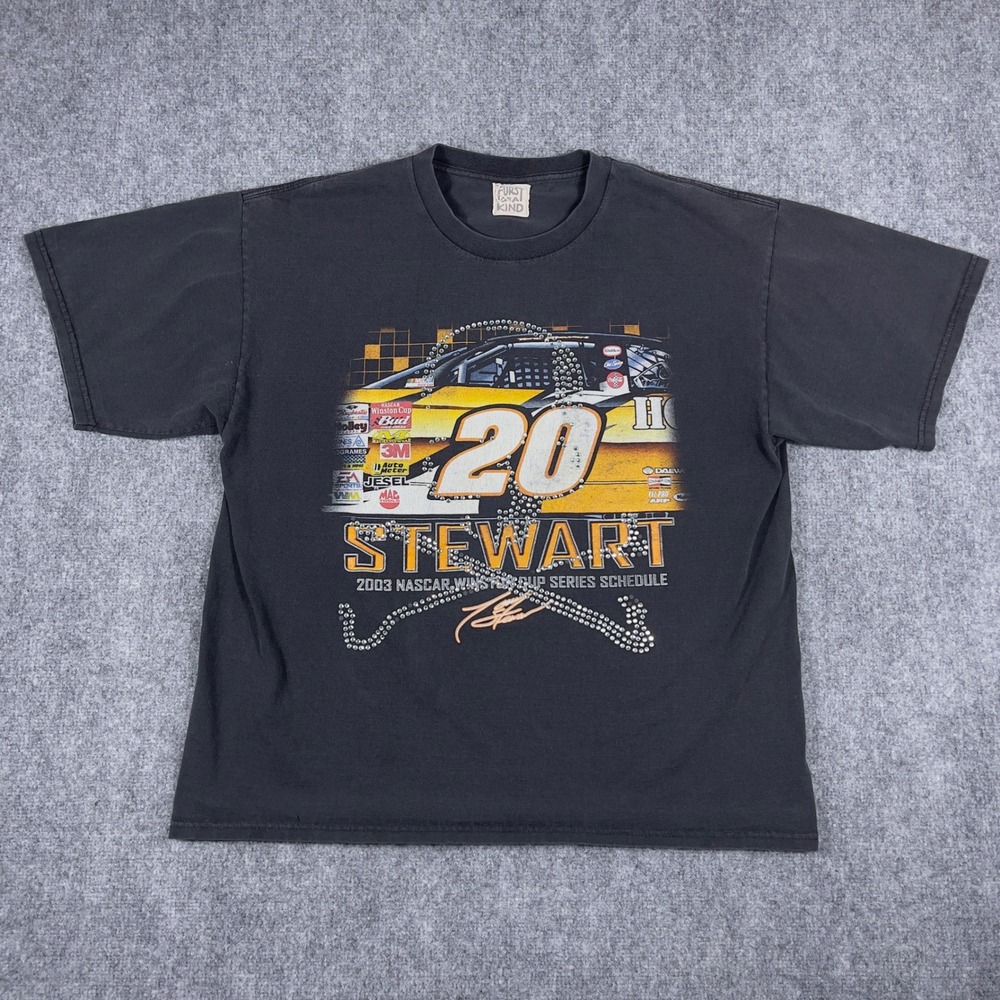 Furst of a Kind NASCAR Tony Stewart T-Shirt Mens XL Black 2003 Winston Cup Car